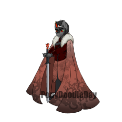 Size: 2500x2500 | Tagged: safe, artist:daniefox, character:king sombra, species:anthro, crossover, game of thrones, male, solo, sword, watermark, weapon, winter is coming