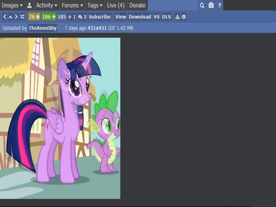 Size: 960x720 | Tagged: safe, artist:paragonaj, edit, character:spike, character:twilight sparkle, character:twilight sparkle (alicorn), species:alicorn, species:pony, derpibooru, episode:pinkie pride, g4, my little pony: friendship is magic, animated, cursor, cute, meta, subscribing