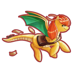 Size: 3000x3000 | Tagged: safe, artist:bean-sprouts, crossover, dragonite, mail, pokémon, ponified, satchel, simple background, solo, transparent background