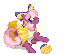 Size: 1404x1014 | Tagged: safe, artist:sallycars, character:cheerilee, species:earth pony, species:pony, episode:the cart before the ponies, g4, my little pony: friendship is magic, cheerileeder, cheerleader, female, flowerbutt, mare, plot, pom pom, solo