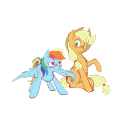 Size: 5000x5000 | Tagged: safe, artist:vicse, character:applejack, character:rainbow dash, species:pony, ship:appledash, absurd resolution, blushing, butt touch, feathermarking, female, lesbian, mare, never doubt tchernobog's involvement, shipping