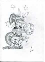 Size: 2550x3509 | Tagged: safe, artist:rameslack, character:twilight sparkle, crossover, female, final fantasy, final fantasy vi, fireball, high res, pony fantasy vi, solo, terra branford, traditional art