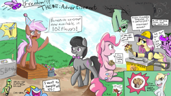 Size: 1920x1080 | Tagged: safe, artist:ailynd, artist:brainflowcrash, artist:living_dead, artist:strangersaurus, character:derpy hooves, character:octavia melody, character:pinkie pie, character:rainbow dash, oc, species:pegasus, species:pony, collaboration, drawpile disasters, female, food, ice cream, mare, muffin, parasprite