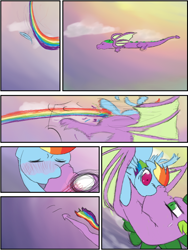 Size: 600x800 | Tagged: safe, artist:steadfast hoof, character:rainbow dash, character:spike, ship:rainbowspike, comic, crash, daily doodle spikedash prompt, heat of the moment, male, shipping, straight, winged spike