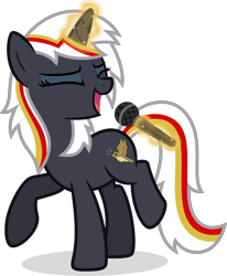 Size: 5000x6077 | Tagged: safe, artist:starlessnight22, oc, oc only, oc:velvet remedy, species:pony, species:unicorn, fallout equestria, absurd resolution, dancing, eyes closed, fanfic, fanfic art, female, glowing horn, hooves, horn, levitation, magic, makeup, mare, microphone, open mouth, raised hoof, show accurate, simple background, singing, solo, telekinesis, transparent background, vector