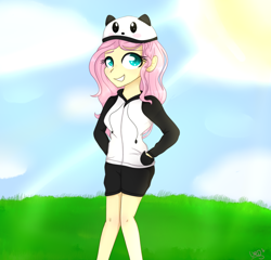 Size: 1000x961 | Tagged: safe, artist:ultrard, character:fluttershy, my little pony:equestria girls, clothing, colored pupils, female, hoodie, humanized, solo