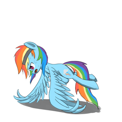 Size: 1000x1000 | Tagged: safe, artist:ailynd, character:rainbow dash, newbie artist training grounds, female, headband, solo, wing-ups