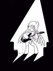 Size: 1200x1600 | Tagged: safe, artist:sweeterwho, oc, oc only, species:pegasus, species:pony, bipedal, guitar, musical instrument, solo