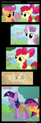 Size: 1300x3850 | Tagged: safe, artist:diegotan, character:apple bloom, character:scootaloo, character:sweetie belle, character:twilight sparkle, species:pegasus, species:pony, comic, cutie mark crusaders
