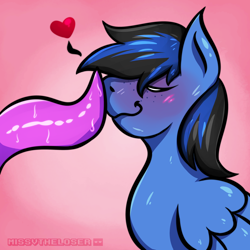 Size: 3500x3500 | Tagged: safe, artist:missvtheloser, oc, oc only, oc:jettrax, species:pegasus, species:pony, blushing, consentacles, smooch, snug, tentacles