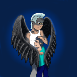 Size: 7000x7000 | Tagged: safe, artist:allonsbro, character:rumble, character:thunderlane, species:human, absurd resolution, brothers, humanized, winged humanization
