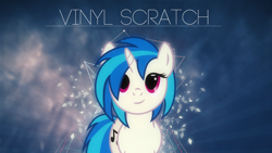 Size: 1920x1080 | Tagged: safe, artist:codershy, artist:shelmo69, character:dj pon-3, character:vinyl scratch, species:pony, species:unicorn, female, looking at you, mare, particles, solo, vector, wallpaper