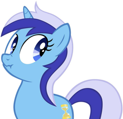 Size: 789x760 | Tagged: dead source, safe, artist:shelmo69, character:minuette, species:pony, species:unicorn, g4, female, liar, liarpony, looking back, mare, reaction image, scrunchy face, simple background, solo, white background