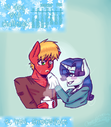 Size: 488x556 | Tagged: safe, artist:fluffyrainbowkitty, character:big mcintosh, character:rarity, species:anthro, ship:rarimac, 30 day otp challenge, clothing, cute, height difference, male, shipping, straight, winter