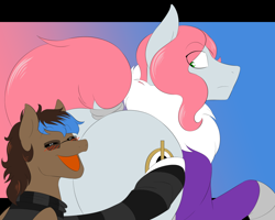 Size: 1000x800 | Tagged: safe, artist:lunis1992, oc, oc only, oc:lancer, oc:playthrough, species:pegasus, species:pony, ask the amazon mares, blushing, butthug, dock, eyes closed, flank, gay, hug, male, open mouth, plot, tail wrap