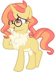 Size: 733x969 | Tagged: safe, artist:lnspira, base used, oc, oc only, species:pony, species:unicorn, chest fluff, female, glasses, mare, simple background, solo, transparent background