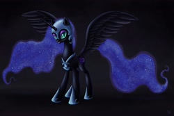 Size: 3000x2000 | Tagged: dead source, safe, artist:polkin, character:nightmare moon, character:princess luna, species:alicorn, species:pony, female, mare, smiling, solo
