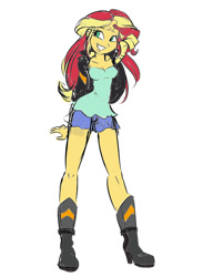 Size: 880x1200 | Tagged: safe, artist:ponut_joe edit, edit, character:sunset shimmer, my little pony:equestria girls, boots, female, solo