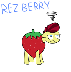 Size: 1950x1980 | Tagged: safe, artist:provolonepone, oc, oc only, oc:aces high, species:pony, angry, food, pun, solo, strawberry