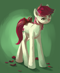 Size: 1489x1817 | Tagged: safe, artist:facerenon, character:roseluck, bow, petals, tail bow