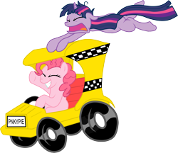 Size: 2205x1903 | Tagged: safe, artist:sakaki709, artist:thestipplebrony, character:pinkie pie, character:twilight sparkle, crazy taxi, taxi