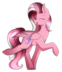 Size: 1024x1179 | Tagged: safe, artist:mindlesssketching, oc, oc only, oc:crystal melody, species:alicorn, species:pony, eyes closed, female, mare, raised hoof, raised leg, simple background, solo, transparent background