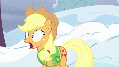 Size: 480x270 | Tagged: safe, artist:toucanldm, character:applejack, character:mayor mare, character:tom, species:pony, abuse, animated, clothing, female, gif, hat, jackabuse, silly, silly pony, snow, solo, who's a silly pony