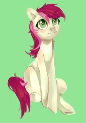 Size: 1501x2160 | Tagged: safe, artist:facerenon, character:roseluck, species:earth pony, species:pony, blushing, cute, female, mare, sitting, smiling, solo