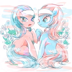 Size: 2048x2048 | Tagged: safe, artist:osawari64, character:aloe, character:lotus blossom, species:earth pony, species:pony, duo, duo female, female, mare, spa twins