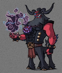 Size: 851x1000 | Tagged: safe, artist:dalapony, character:lord tirek, species:centaur, g1, cel shading, gray background, male, nintendo, pouch, rainbow of darkness, simple background, solo, spiked wristband, style emulation, the legend of zelda, the legend of zelda: the wind waker, tirac, tirac's bag, tusk, unshorn fetlocks, wristband