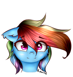 Size: 854x899 | Tagged: safe, artist:kourma, character:rainbow dash, species:pony, bust, female, looking at you, mare, simple background, smiling, solo, transparent background