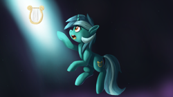 Size: 2560x1440 | Tagged: safe, artist:ailynd, character:lyra heartstrings, species:pony, species:unicorn, female, lyre, mare, solo, sunlight