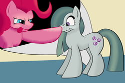 Size: 3000x2000 | Tagged: safe, artist:huffy26, character:marble pie, character:pinkie pie, species:pony, newbie artist training grounds, atg 2017, boop, fourth wall, high res, tongue out