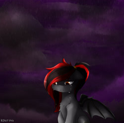 Size: 3711x3700 | Tagged: safe, artist:kourma, oc, oc only, oc:tomoko tanue, species:bat pony, species:pony, fallout equestria, crying, female, mare, night, solo