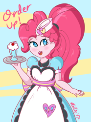 Size: 960x1288 | Tagged: safe, artist:melliedraws, character:pinkie pie, episode:coinky-dink world, eqg summertime shorts, g4, my little pony: equestria girls, my little pony:equestria girls, carhop, colored pupils, cute, diapinkes, female, open mouth, server pinkie pie, solo, waitress