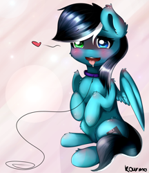 Size: 1414x1637 | Tagged: safe, artist:kourma, oc, oc only, species:pegasus, species:pony, blushing, female, solo, ych result