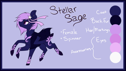 Size: 1024x576 | Tagged: safe, artist:mindlesssketching, oc, oc only, oc:stellar sage, species:pony, female, original species, reference sheet, six legs, solo, spinner