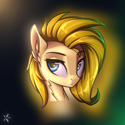 Size: 1100x1100 | Tagged: safe, artist:starfall-spark, oc, oc only, oc:psychoshy, species:pegasus, species:pony, fallout equestria, fallout equestria: project horizons, bust, female, head, mare