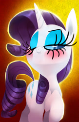 Size: 3300x5100 | Tagged: safe, artist:talonsofwater, character:rarity, species:pony, species:unicorn, blushing, cute, eyelashes, eyeshadow, female, looking at you, makeup, mare, one eye closed, raribetes, scrunchy face, solo, tsundere, tsunderity