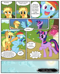 Size: 1250x1550 | Tagged: safe, artist:leffenkitty, character:applejack, character:rainbow dash, character:twilight sparkle, species:pony, comic:prospect of tranquility, comic, magic, telekinesis