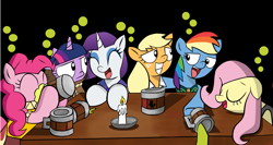 Size: 3000x1600 | Tagged: safe, artist:talonsofwater, character:applejack, character:clover the clever, character:fluttershy, character:pinkie pie, character:rainbow dash, character:rarity, character:twilight sparkle, episode:hearth's warming eve, g4, my little pony: friendship is magic, chancellor puddinghead, cider, commander hurricane, happy, mane six, princess platinum, private pansy, smart cookie