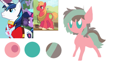 Size: 1333x654 | Tagged: safe, artist:angelstar000, character:big mcintosh, character:shining armor, oc, oc:cookie, parent:big macintosh, parent:shining armor, parents:shiningmac, species:earth pony, species:pony, color palette, magical gay spawn, offspring, simple background, white background