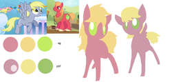 Size: 1370x654 | Tagged: safe, artist:angelstar000, character:big mcintosh, character:derpy hooves, oc, oc:apple muffin, oc:clumsy kick, parent:big macintosh, parent:derpy hooves, parents:derpymac, species:earth pony, species:pegasus, species:pony, color palette, offspring, siblings, simple background, white background