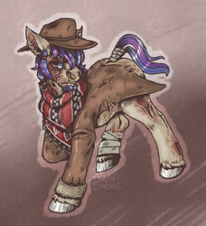 Size: 1123x1230 | Tagged: safe, artist:champ, oc, oc:dusty hooves, fallout equestria, clothing, ear piercing, ghoul, male, piercing, tail wrap
