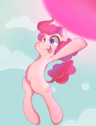 Size: 1186x1544 | Tagged: safe, artist:koto, character:pinkie pie, species:earth pony, species:pony, cloud, dragon ball super, dragon ball z, female, mare, smile hd, solo, spirit bomb