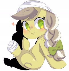 Size: 1974x2048 | Tagged: safe, artist:koto, character:jinx, species:earth pony, species:pony, amputee, bandage, double amputee, female, katawa jinx, looking at you, mare, missing limb, simple background, solo, stump, white background
