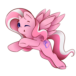 Size: 1024x1024 | Tagged: safe, artist:mindlesssketching, oc, oc:crystal melody, species:alicorn, species:pony, chibi, female, mare, one eye closed, simple background, solo, transparent background, wink