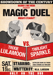 Size: 2480x3508 | Tagged: safe, artist:skeptic-mousey, character:trixie, character:twilight sparkle, episode:magic duel, g4, my little pony: friendship is magic, poster