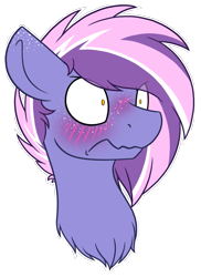 Size: 1125x1548 | Tagged: safe, artist:mynder, oc, oc:berry frost, species:earth pony, species:pony, blushing, bust, embarrassed, flustered, freckles, male, simple background, stallion, transparent background