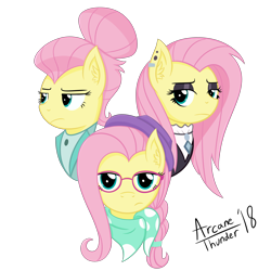 Size: 4000x4000 | Tagged: safe, artist:arcane-thunder, character:fluttershy, species:pony, episode:fake it 'til you make it, absurd resolution, alternate hairstyle, digital art, female, fluttergoth, goth, hipster, hipstershy, mare, severeshy, signature, simple background, transparent background, valley girl
